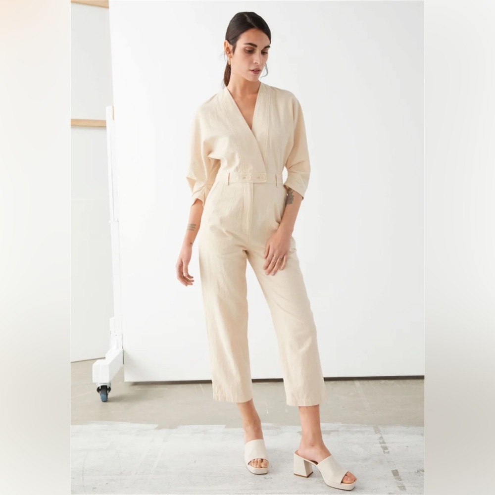 & Other Stories Asymmetrical Linen Blend Jumpsuit